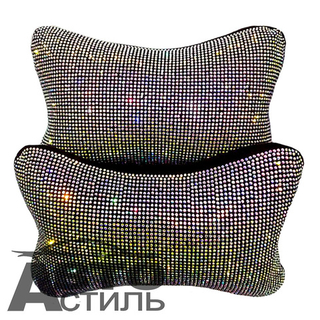 Подушки на подголовник Coolpart - DIAMOND (2шт) - P20-WT - Замша+Белые Стразы