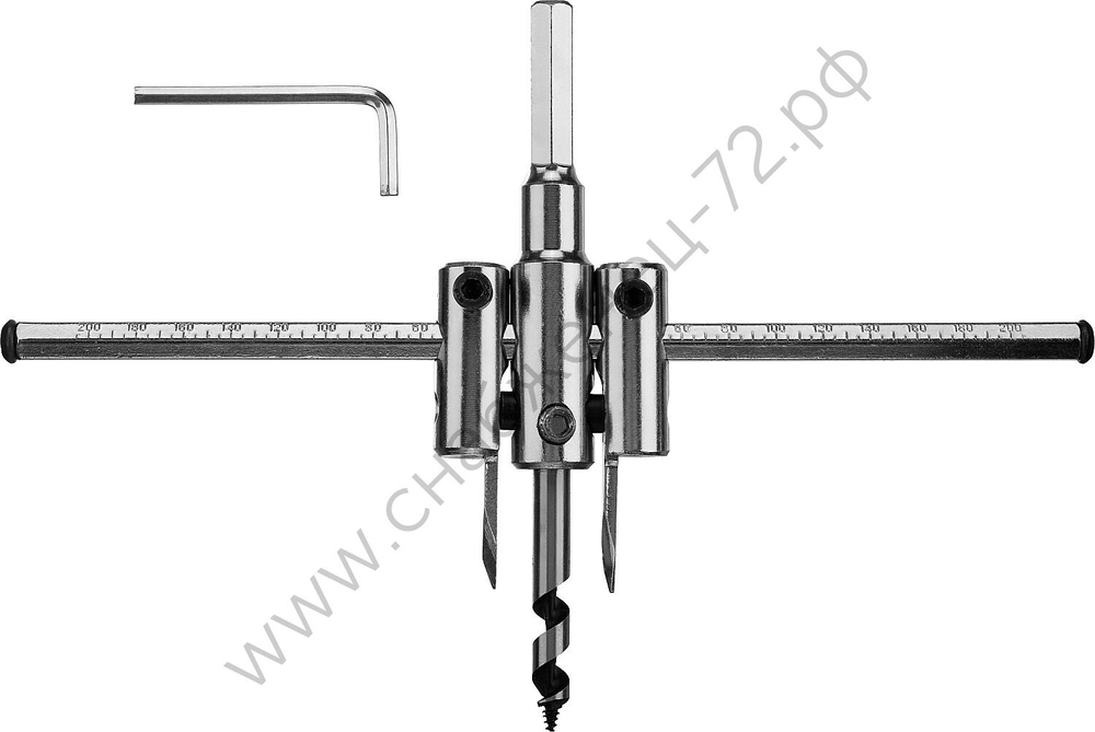 Сверло ЗУБР ″Мастер″ регулируемое по дереву, двухрезцовое ″Балеринка″, d=40-200мм, 1-30мм, в блистере