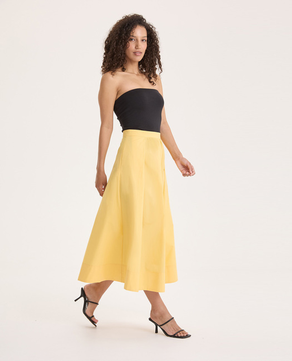 Расклешеная юбка-миди из хлопка-поплина