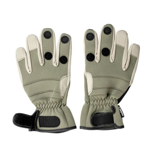 Перчатки Helios рыбацкие неопрен. на липучке Хаки р. L