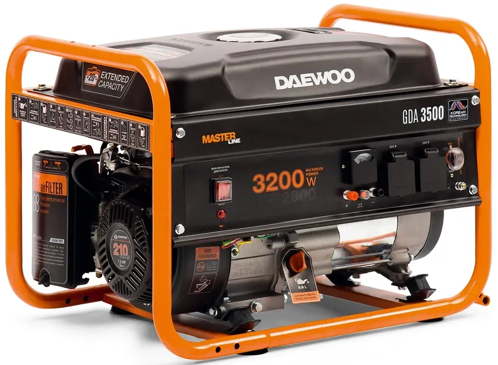 Бензиновый генератор DAEWOO 3.2 кВт, 220В