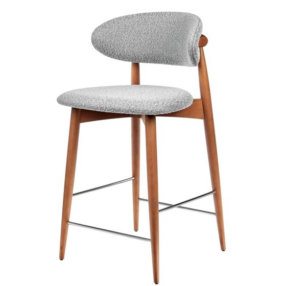 Полубарный стул Mod, светло-серое букле, ножки цвета орех