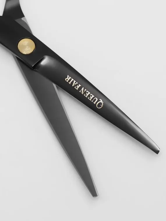 Ножницы парикмахерские с упором «Premium», загнутые кольца, лезвие — 5,5 см, цвет чёрный