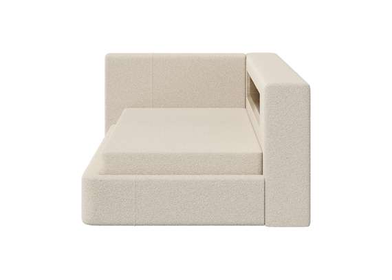 Диван-кровать Cube c нишей L (молочный, букле)