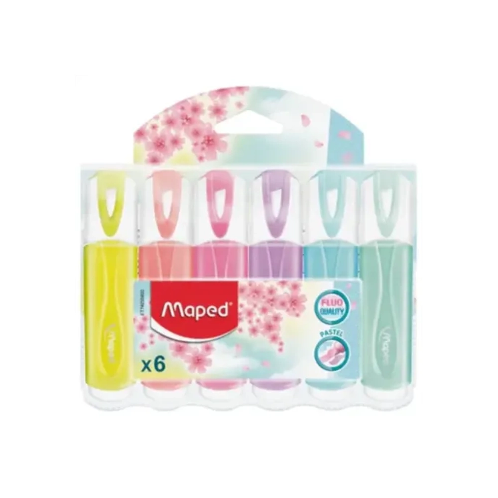 Набор текстовыделителей MAPED 6 шт., АССОРТИ, "FLUO PEP'S Pastel", линия 1-5 мм, 742558