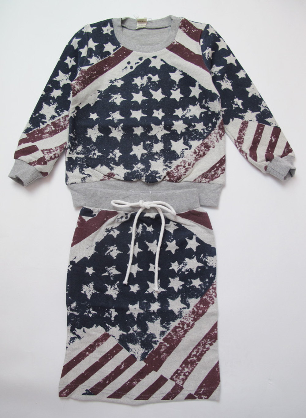 Костюм детский из толстовки и юбки с принтом американского флага