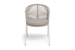 "Люксембург" стул плетеный из роупа, каркас из стали (RAL1013) муар, роуп бежевый круглый, ткань бежевая 15052