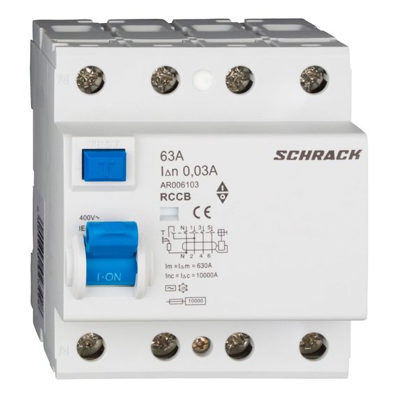УЗО Schrack Technik 4P 63A 30mA тип AC 10kA Amparo AR006103-- (ВДТ)