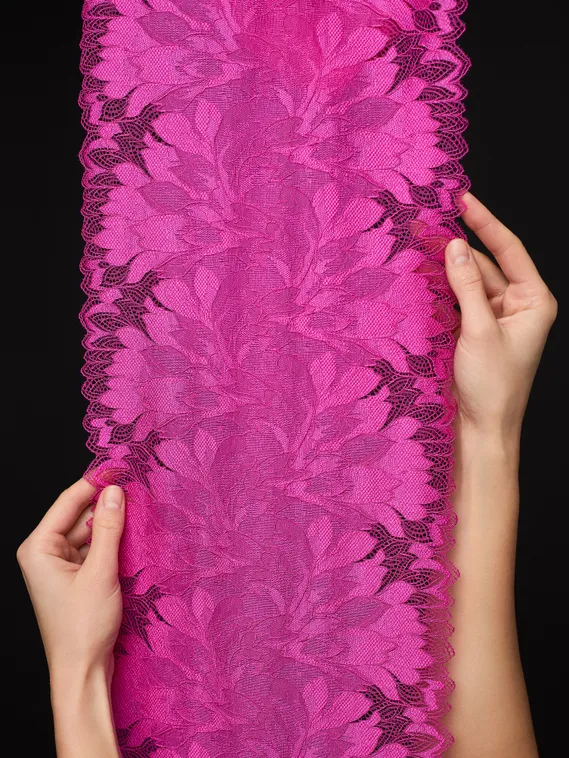 03-77 ОПТ Кружево эластичное 24 см, фуксия