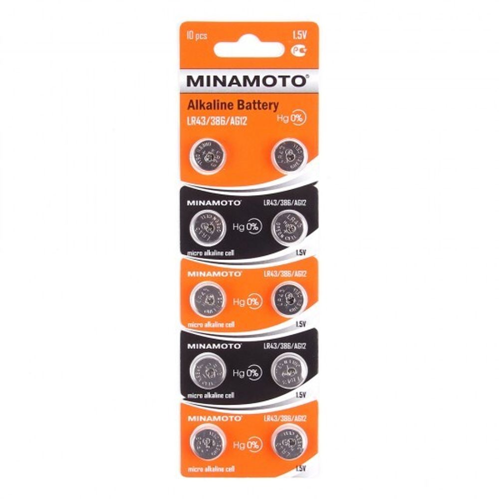 Батарейки MINAMOTO AG12 (LR43) BL10, 012048