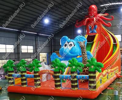 Коммерческий надувной батут "Африканские приключения" 18*9*6 м