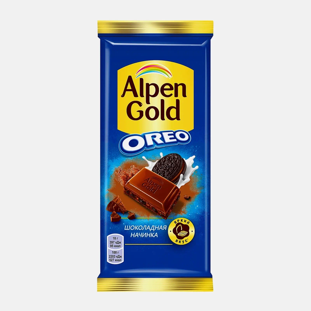 Шоколад молочный шоколадная начинка с кусочками Oreo Alpen Gold 85г