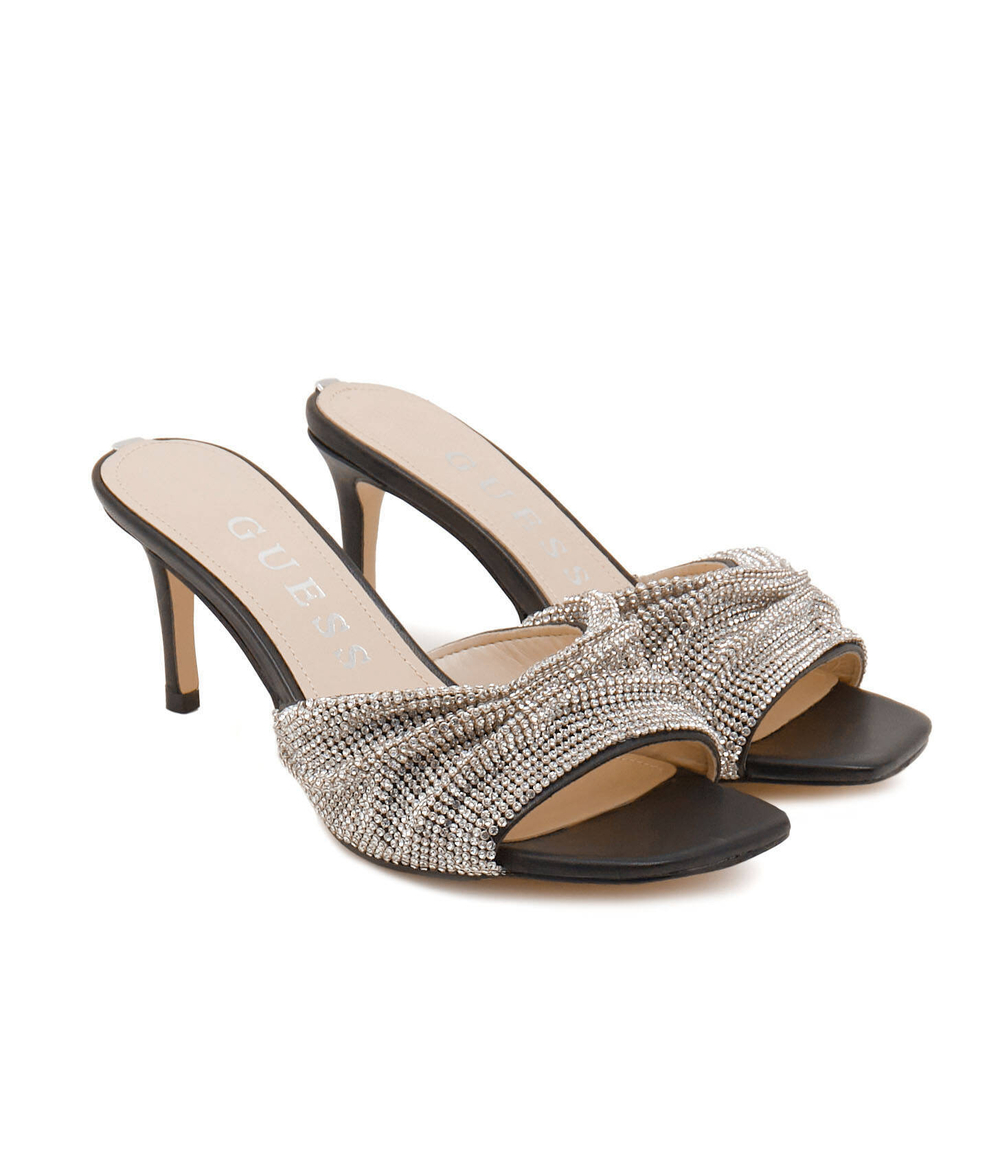 Шлепанцы кожаные на шпильке hadey Guess - серебряный(FLJHAD LEA03)