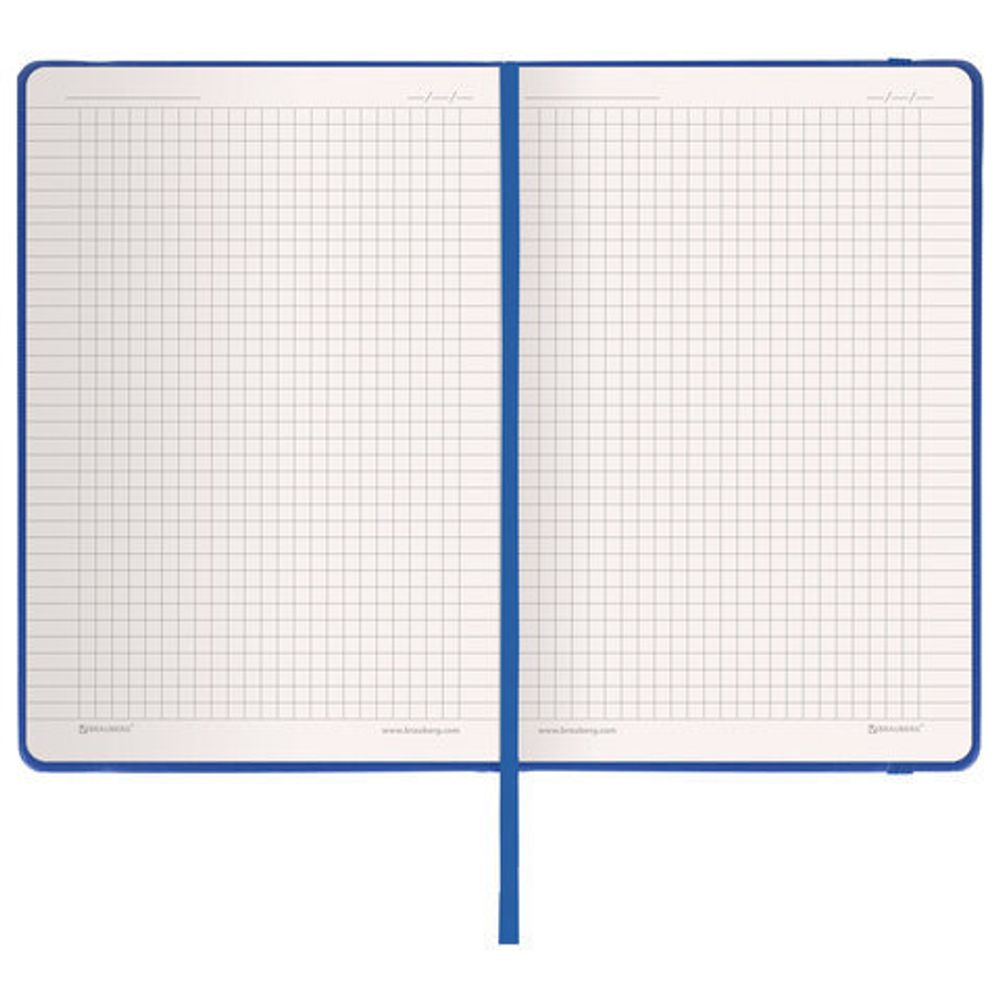 Блокнот в клетку с резинкой А5 (148x218 мм), 80 л., балакрон синий BRAUBERG "Metropolis", 111582