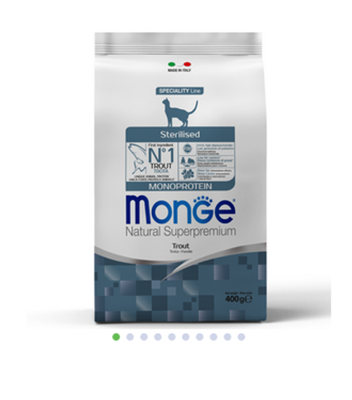 Monge Cat Sterilised Сухой корм для стерилизованных кошек с форелью, 400г