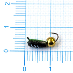 Мормышка Владимирская 432 "Гвоздик с латунным шариком золото", 3мм, 0.9гр (15шт/уп)