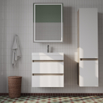 Тумба с умывальником подвесная с ящиками IDDIS Zodiac, 60 см, белая/под дерево, ZOD6AB0i95K