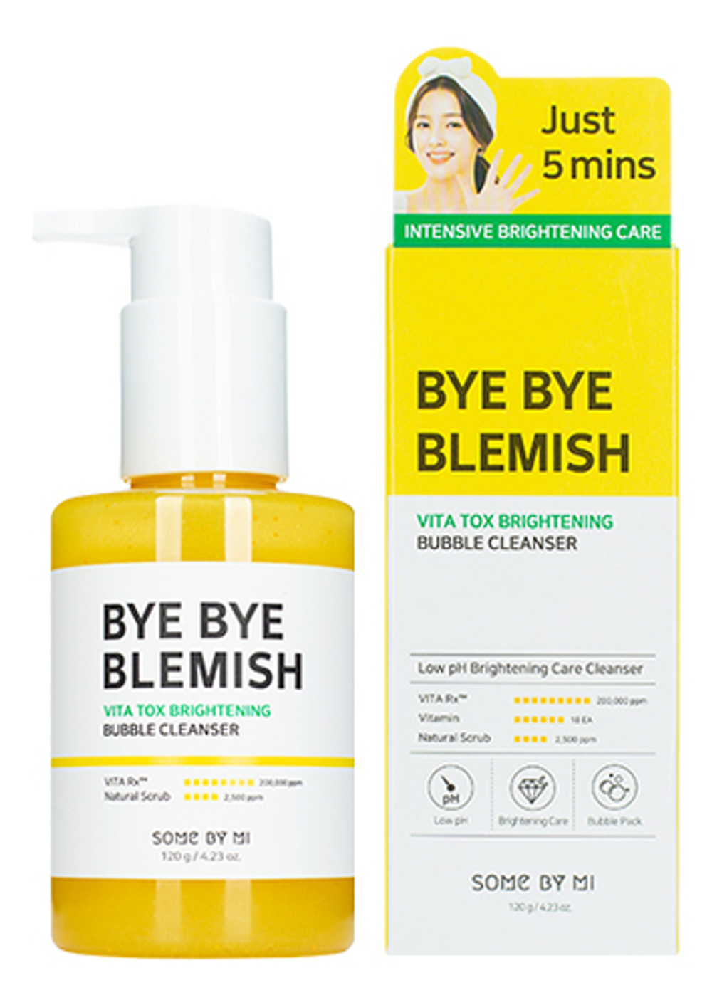 SOME BY MI Осветляющая маска-пенка с витаминами Bye Bye Blemish Vita Tox Brightening Bubble Cleanser, 120г