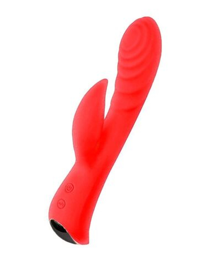 Красный перезаряжаемый вибратор-кролик - 19,1 см. (Цвет: красный)