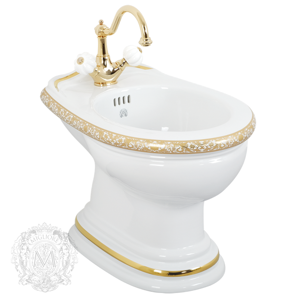 Биде напольное Migliore Milady ML.MLD-25.732.D4.DO, декор золото