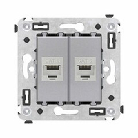 Компьютерная розетка RJ-45 без шторки в стену, кат.6 двойная экранированная, "Avanti", "Закаленная сталь"