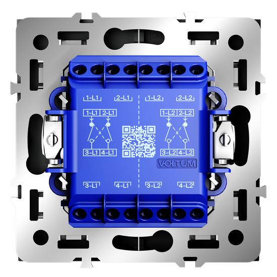 Перекрестный переключатель встраиваемый VOLTUM S70 двухклавишный 10А, (черный матовый)