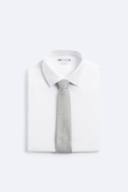 ZARA ГАЛСТУК ИЗ ВИСКОЗЫ И ШЕЛКА С УЗОРОМ «ГУСИНАЯ ЛАПКА», ЗЕЛЕНЫЙ