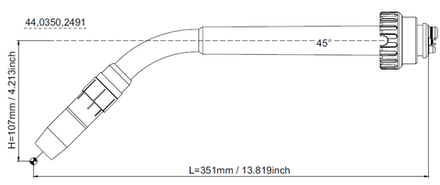 44,0350,2491 Гусак 45° сварочной ROBO горелки MIG