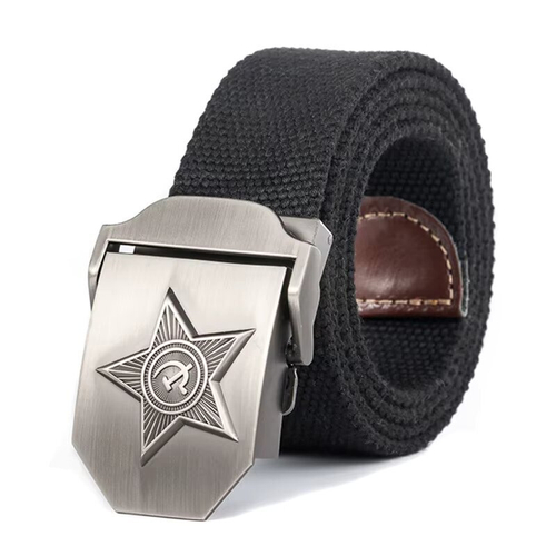 Ремень с металич. пряжкой звезда - Черный