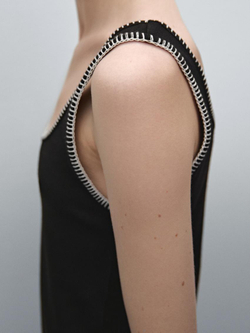 Massimo Dutti Топ на бретелях с контрастной деталью, черный