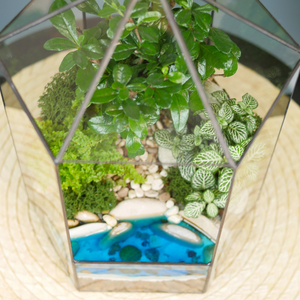 Флорариум бонсай Хижина с озером