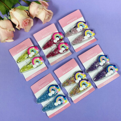 Зажимы для волос детские 2шт «Confetti», радуга, микс 6 цветов, 7*2см