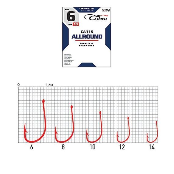 Крючки Cobra ALLROUND CA115 №8, 10 шт.