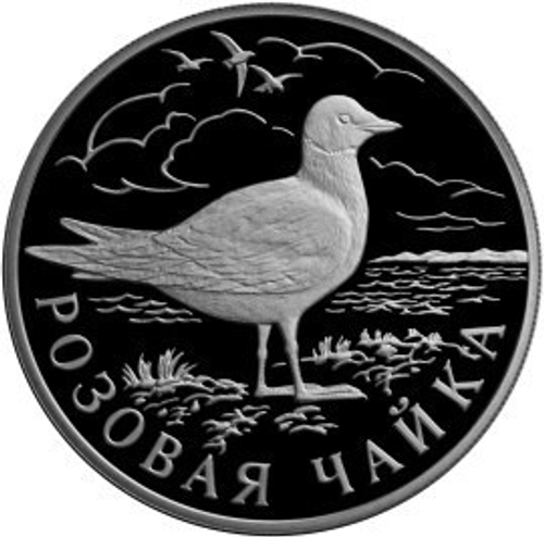 1 рубль. Розовая чайка. Красная книга. 1999 год. Proof