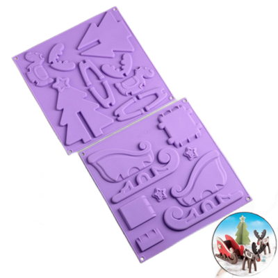 Форма для шоколада и выпечки 3D 30×30 см "Новогодняя упряжка с подарками", цвет МИКС