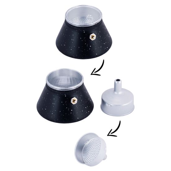 Кофеварка гейзерная 150 мл. Kamille КМ-2511MR (3 порции) из алюминия с индукционным дном