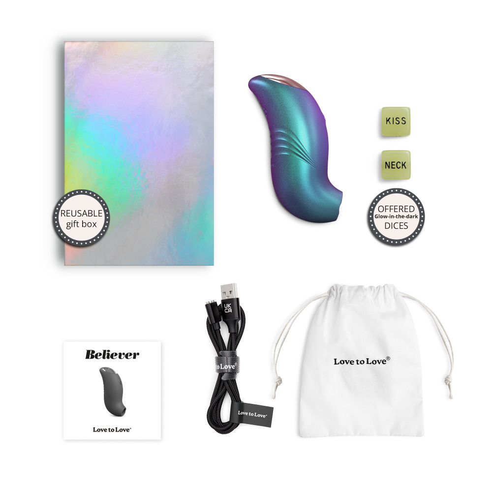 Вакуумно-волновой стимулятор Love to Love BELIEVER - IRIDESCENT TURQUOISE