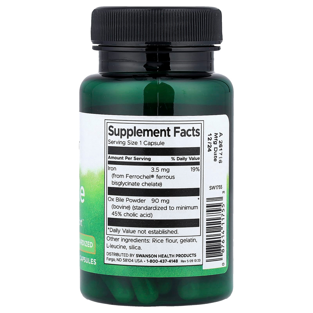 Swanson Vitamins, желчь крупного рогатого скота, 60 капсул