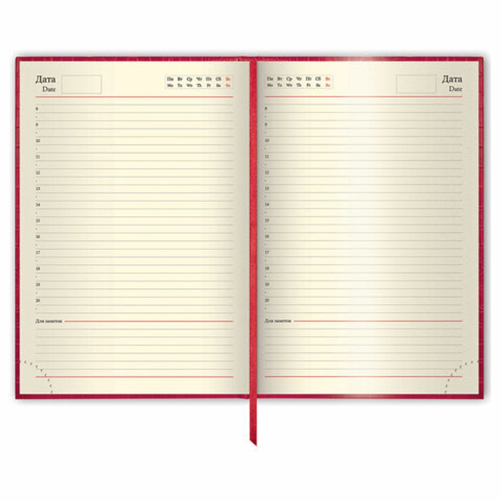Ежедневник недатированный А5 138х213 мм BRAUBERG "Comodo" под кожу, 160 л., красный, 123840