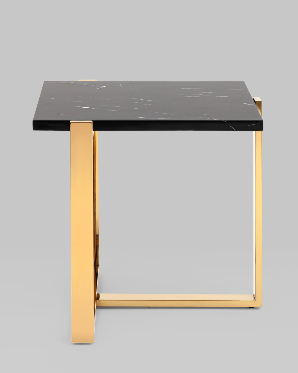 Журнальный столик Тоби 61*61 черный мрамор сталь золото
