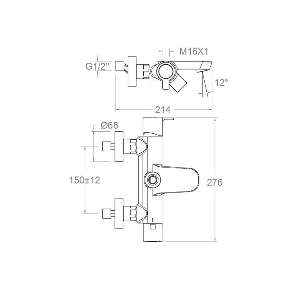 (комплектующая) Смеситель с изливом для душевой системы BLAUTHERM 9346S