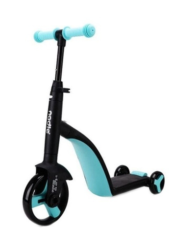 Детский трехколесный самокат+ беговел + велосипед 3в1 Nadle черно-голубой