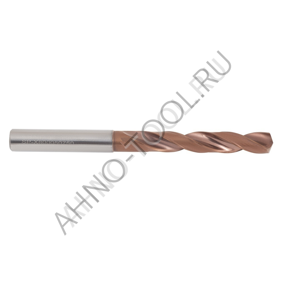 Сверло  7.5мм  твердосплавное 5D без подвода СОЖ. SP-X800050750 VHM AHNO по стали, чугуну, нерж. и ж