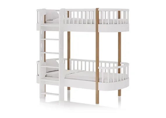 Кровать двухъярусная Classic фронтальная лестница (белый)