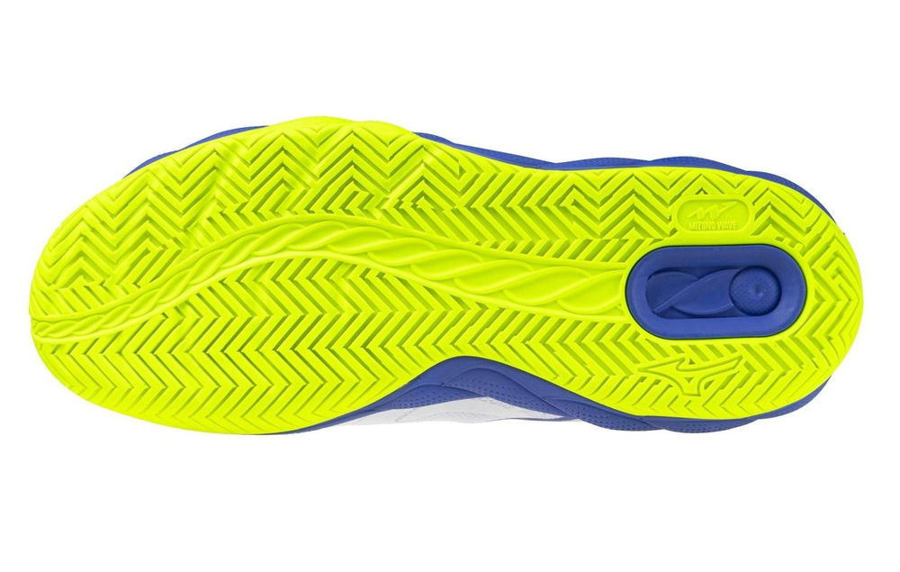 Мужские кроссовки теннисные Mizuno Wave Enforce Court AC - white/dazzling blue/light yellow