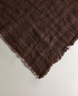 Zara Home - Льняное одеяло с бахромой, коричневый, 140x190 см