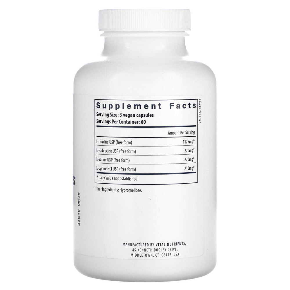 Vital Nutrients, Аминокислоты с разветвленной цепью, 180 веганских капсул