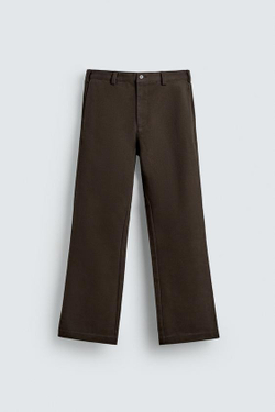 ZARA БРЮКИ FLARE FIT ИЗ ТВИЛА, ВИННЫЙ