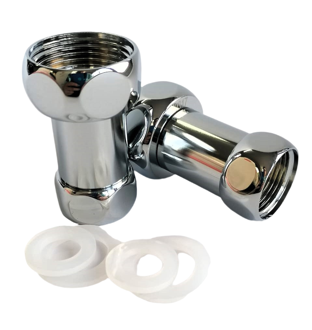 Прямые соед. с двумя нак.гайками для п/с хром 1"*3/4" г/г TIM