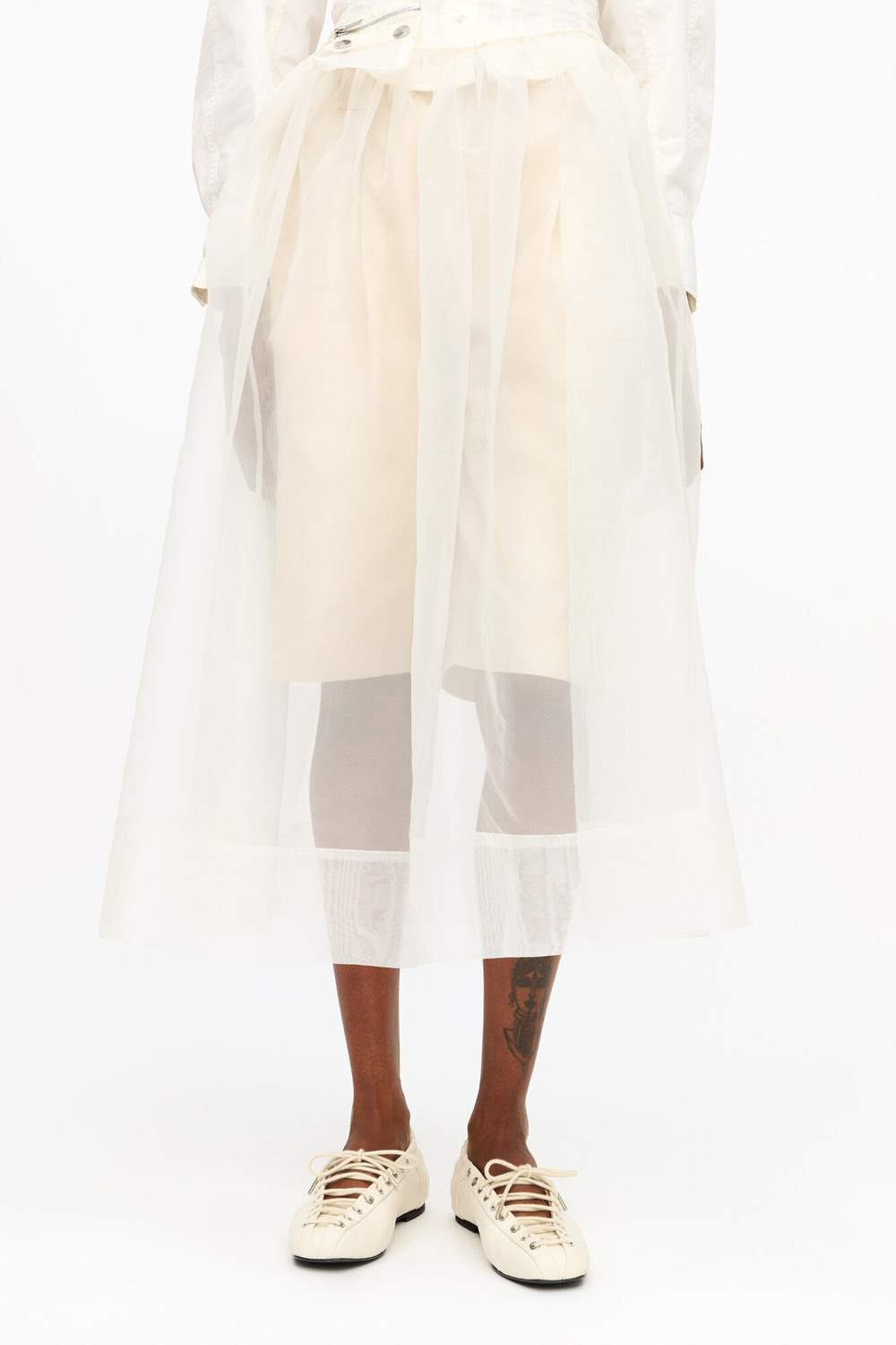 GANNI БАЛЕТКИ НА ШНУРОВКЕ, БЕЛЫЙ